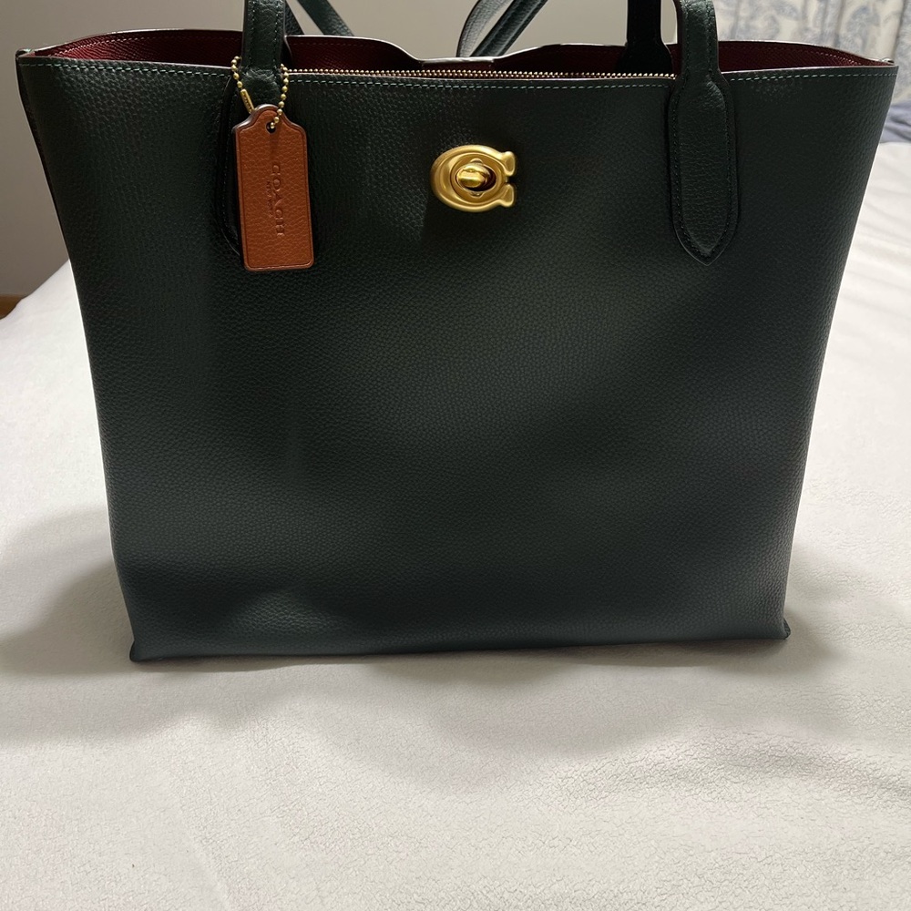 Coach Green Pebble Leather Shoulder Bag